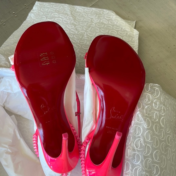 Christian Louboutin so me 100mm pink neon stiletto spike patent sandal sz 38.5 - Picture 8 of 12